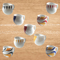 Luigi Colani Design Porzellan Kaffeebecher dekoriert