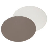 Platzset oval 45 x 34 cm taupe / weiß