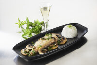 CLUB TELLER/ PLATTE/ SERVIERPLATTE 36 cm x 15 cm in gusseisener Optik