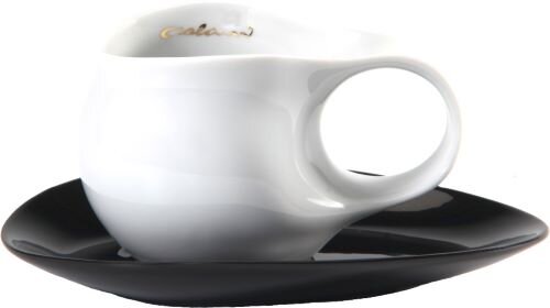 Luigi Colani Porzellan Espresso Tasse mit Untertasse 2 tlg weiß / schwarz