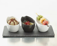 Servierteller mit 3 Mulden 25  x 12 cm Porzellan in Schieferoptik