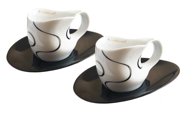 Luigi Colani Porzellan Espressissimo - Tassen  mit Untertassen 4 tlg. loop black