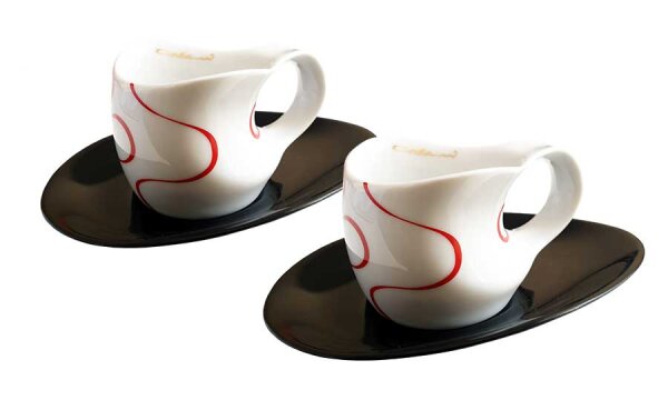 Luigi Colani Porzellan Espressissimo - Tassen mit Untertassen 4 tlg. loop red