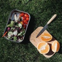 Edelstahl Sandwich Box - Olive, 1000 ml, Edelstahl/Bambusholz, Maße: 22,3 x 15 x 5,2 cm