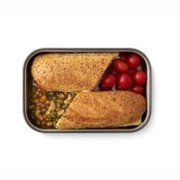 Edelstahl Sandwich Box - Olive, 1000 ml, Edelstahl/Bambusholz, Maße: 22,3 x 15 x 5,2 cm