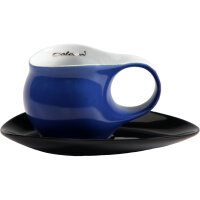 Luigi Colani Porzellan Espresso Tasse mit Untertasse blau / schwarz
