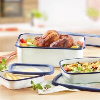 Flache Back- und Auflaufform, Größe S mit Deckel, Deckel aus PP mit Silikonrand