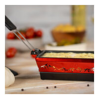 Raclette Set Mini Alpenglühen rot mit Schabern und Teelicht