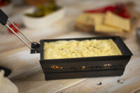 Raclette Set Mini Alpenglühen schwarz mit Schabern und Teelicht