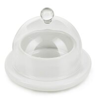 BUTTERTELLER MIT GLASDECKEL 9 cm Weiss