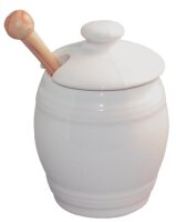 SENFFÄSSCHEN + DECKEL + SPATEN 13 cl Weiss