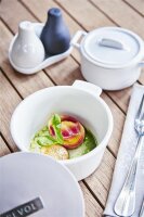 SALZ & PFEFFER AUF TABLETT 3 teilig Weiss + Matt schiefer styl