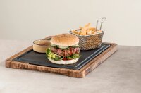 BAMBUS HOLZTABLETT 37 x 24 cm, 2 - fach unterteilt für Steakteller 20 x 20 cm