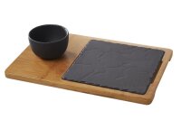 BAMBUS HOLZTABLETT 37 x 24 cm, 2 - fach unterteilt für Steakteller 20 x 20 cm