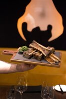 HOLZTABLETT Akazie 43 x 23 cm, RECHTECKIG FÜR STEAKPLATTE 30 x 20 cm