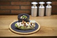 BAMBUS HOLZTABLETT rund 34 cm FÜR TELLER/ STEAKTELLER 30 cm