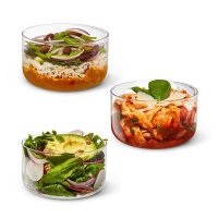 Lunchschale 750 ml aus Glas mit Schutzhülle, Mandel