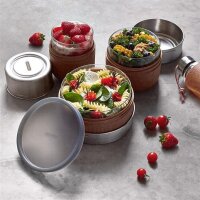 Lunchbecher 600 ml aus Glas mit Schutzhülle, Schiefer