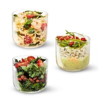 Lunchbecher 600 ml aus Glas mit Schutzhülle, Schiefer