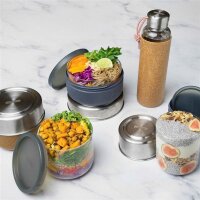 Lunchbecher 450 ml aus Glas mit Schutzhülle, Schiefer