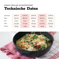 BAF GIGANT Newline Serie Schmorpfannen Ø 26 cm x 7.0 cm 2.9 l Glas Deckel Ø 26 cm Griff abnehmbar