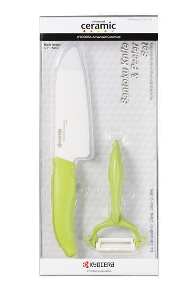 Cut & Peel Set GEN : Santoku-Keramikmesser mit Schäler grün