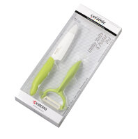 Cut & Peel Set GEN : Santoku-Keramikmesser mit Schäler grün