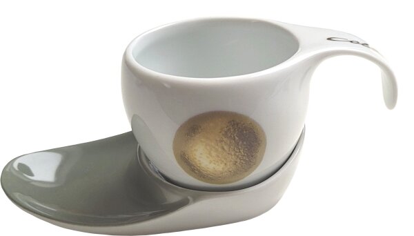 Espressotasse Vision 2tlg Point grey/gold