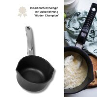 BAF Kasserolle/ Stieltopf 18 x 10,5 cm, 2,0l Gigant Newline Induktion	18cm, H 10.0cm, 2l-Glas Deckel 18 cm-Griff abnehmbar