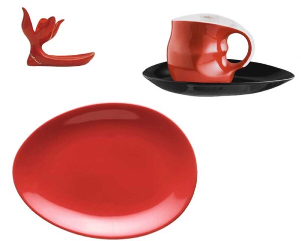 Luigi Colani Porzellan Frühstücksgedeck 4 teilig rot