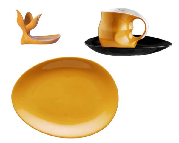 Luigi Colani Porzellan Frühstücksgedeck 4 teilig orange