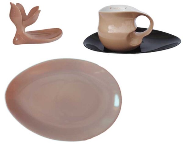 Luigi Colani Porzellan Frühstücksgedeck 4 teilig sand