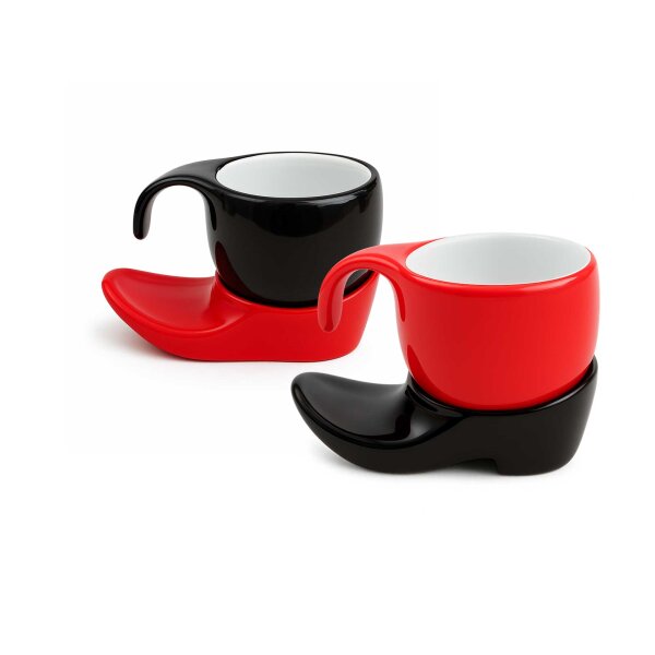 Espressotasse Vision 4tlg Schwarz / Rot im Farbwechsel