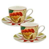 Espressotassen mit Untertassen 2er Set MIRABILIA 90 ml rot