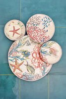 Frühstücksteller / Dessertteller oval 24 x 15 cm Sea Life Set mit 2 Stück