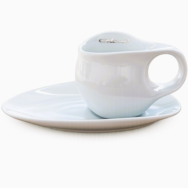 Luigi Colani Porzellan Espresso Tasse mit Untertasse 2 tlg weiß