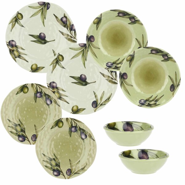 Geschirrset 8-teilig Olive Melamin