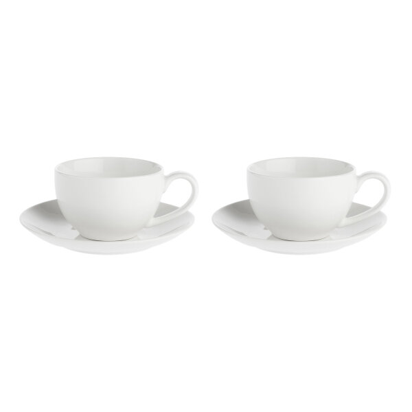 Tasse mit Untertasse 350 ml Weiß Set. 2 Stück