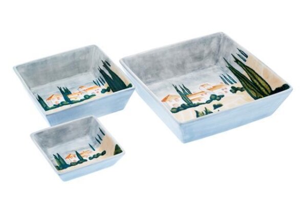 Schüssel / Auflaufform eckig 22cm handbemalt  "SIENA"