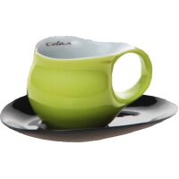 Luigi Colani Porzellan Espresso Tasse mit Untertasse grün / schwarz