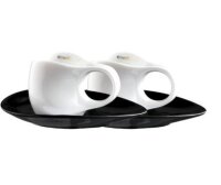 Luigi Colani Porzellan 2 Espressissimo - Tassen mit 2 Untertassen 4 tlg. weiß/ schwarz