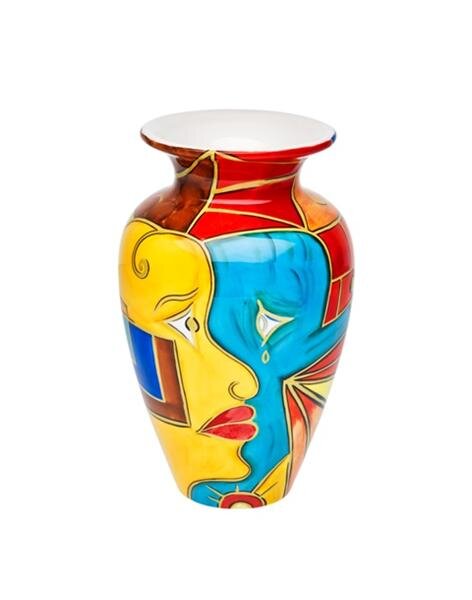 Vase 25cm handbemalt “FACE to FACE”