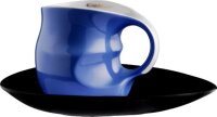 Luigi Colani Porzellan Kaffee - Cappuccino Tasse mit Untertasse color blue 2 tlg.