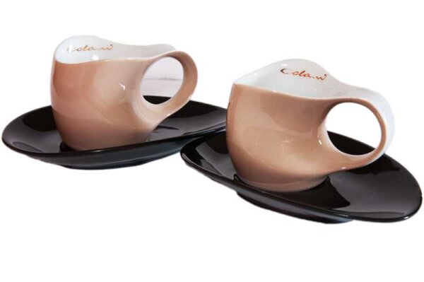 Luigi Colani Porzellan 2 Espressissimo - Tassen mit 2 Untertassen 4 tlg. sand