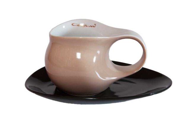 Luigi Colani Porzellan Espresso Tasse groß mit Untertasse 2 tlg. sand
